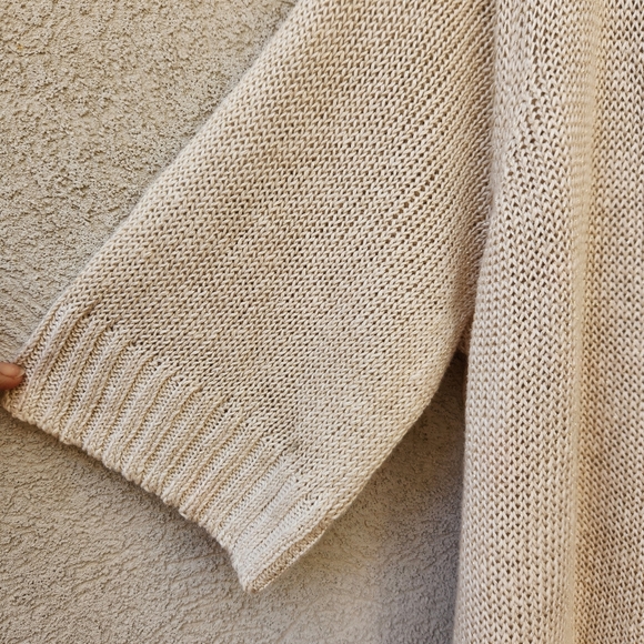 CHICO'S Women's Cardigan Beige Extra Large Linen Loose Knit Minimalist - Picture 4 of 8